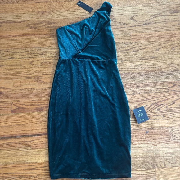 Lulus Candlelit Date Forest Green Velvet One-shoulder Bodycon Dress - Size S - Picture 2 of 3